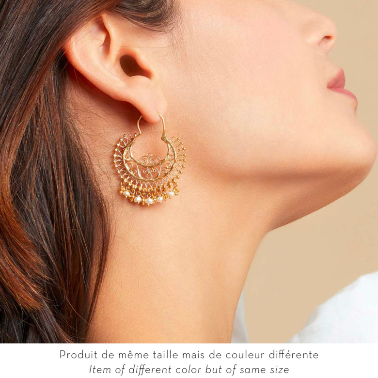 Boucles d'oreilles créoles Yuca dorées Métal doré à l'or fin - Bijoux Femme  - Création Gas Bijoux