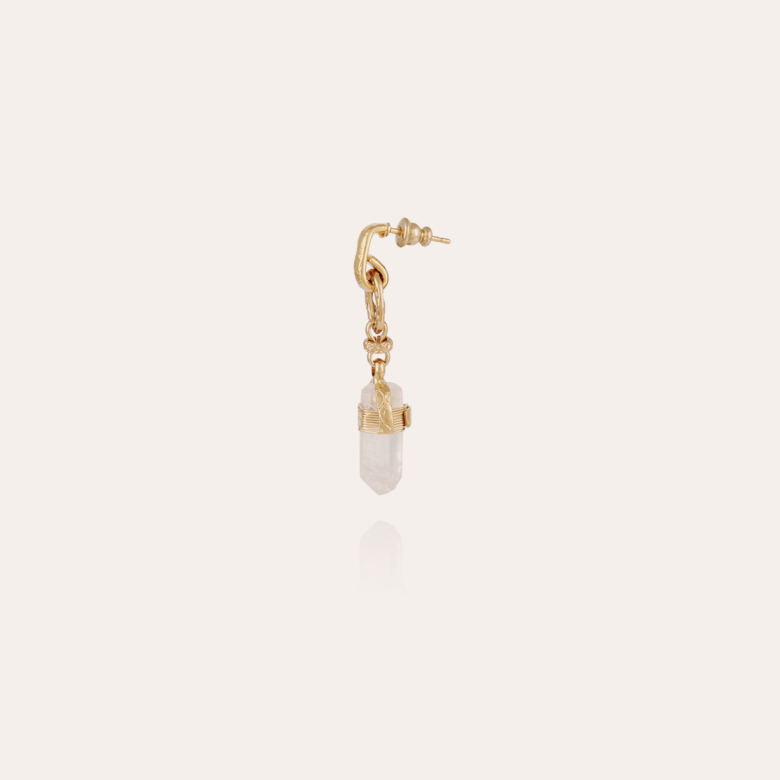 Boucles d'oreilles Cristal de roche dorées Métal doré à l'or fin - Bijoux  Femme - Création Gas Bijoux