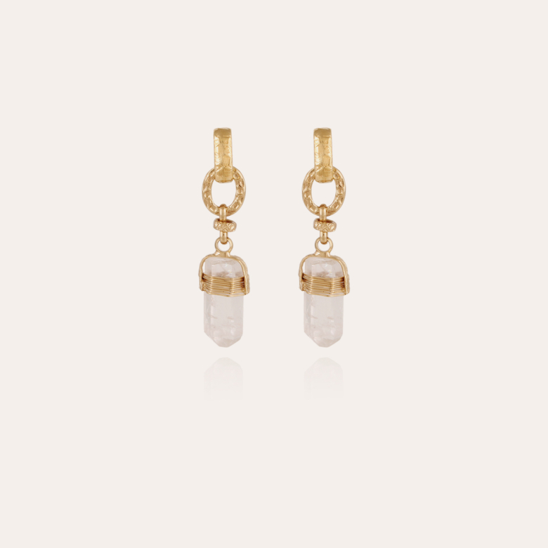 Boucles d'oreilles Cristal de roche dorées Métal doré à l'or fin - Bijoux  Femme - Création Gas Bijoux