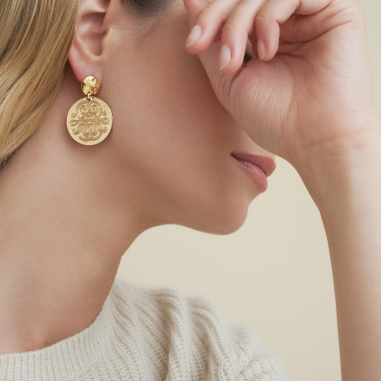 Diva earrings small size gold Gold plated - Creations for Women Jewellery -  Création Gas Bijoux