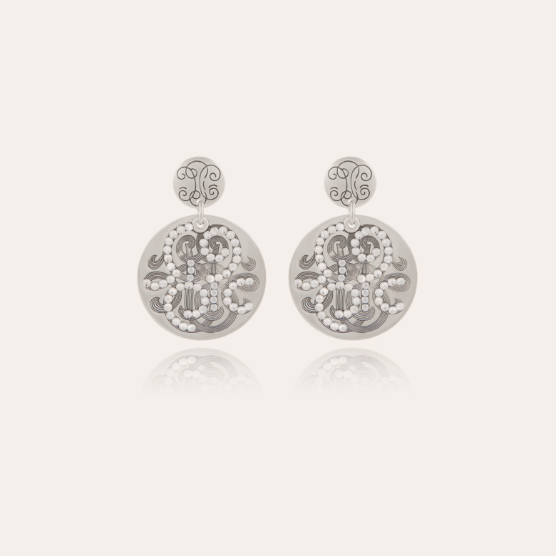 Diva strass earrings small size silver Brass covered with genuine silver -  Women Jewellery - Création Gas Bijoux