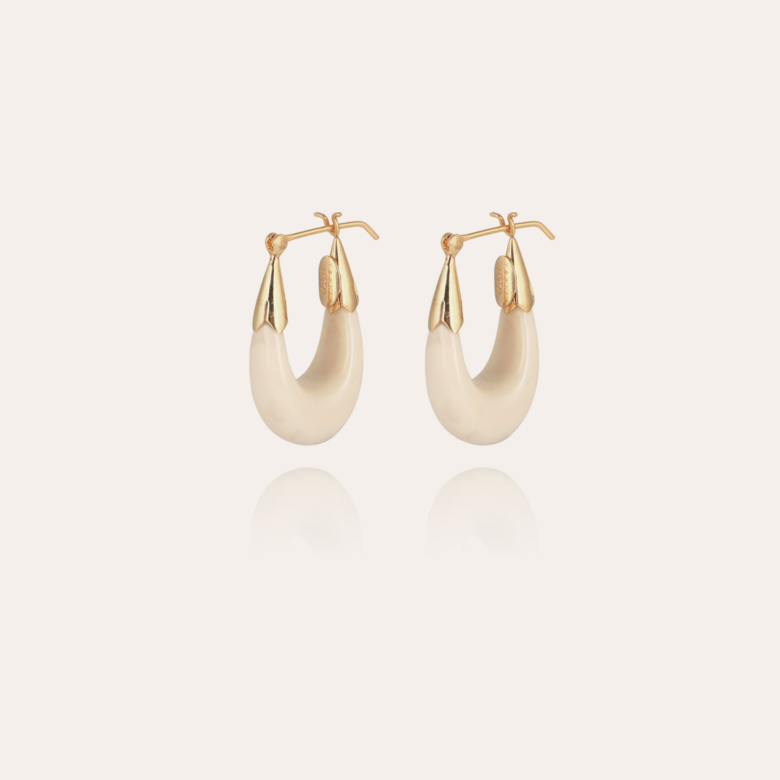 Boucles d'oreilles Écume petit modèle dorées - Ivoire Métal doré à l'or fin  - Bijoux Créations femme - Création Gas Bijoux