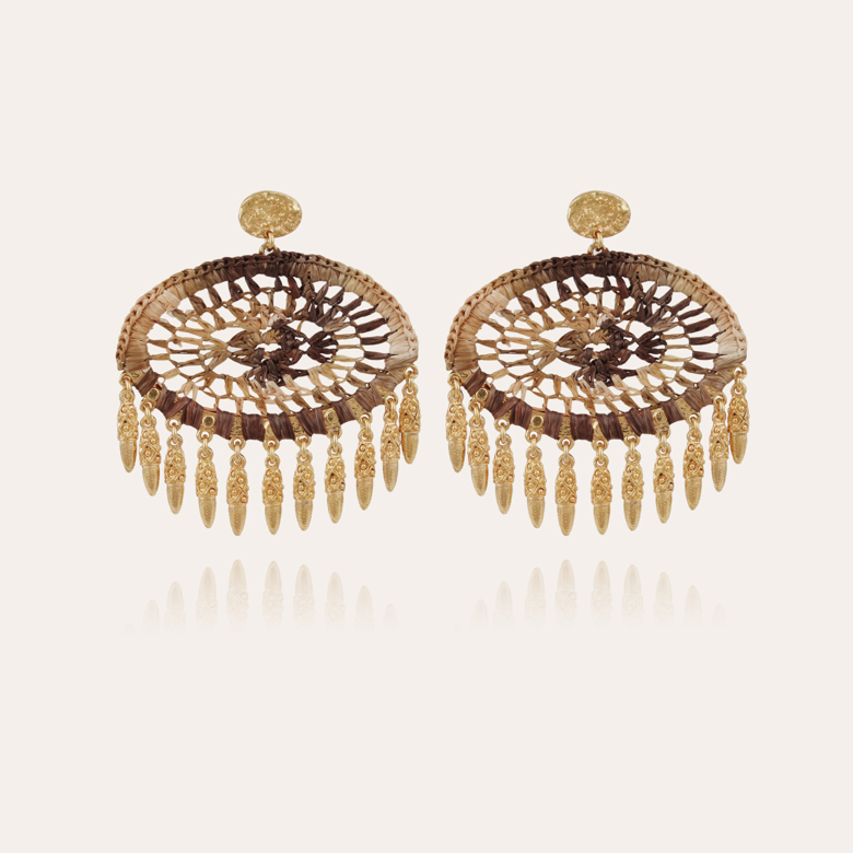 Fanfan raffia earrings gold Gold plated - Creations for Women Jewellery -  Création Gas Bijoux