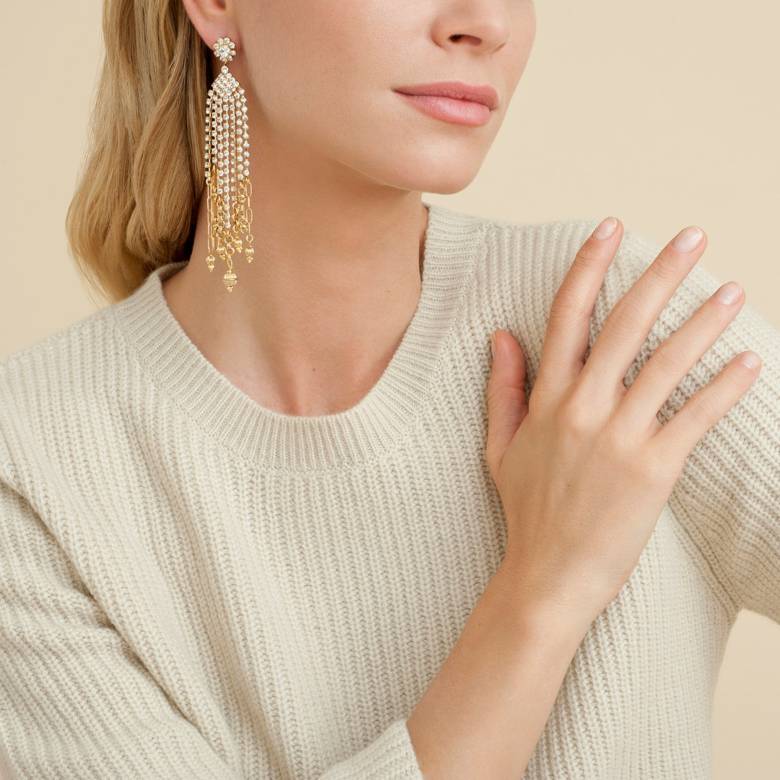 Boucles d'oreilles Grace strass dorées Métal doré à l'or fin - Bijoux  Créations femme - Création Gas Bijoux