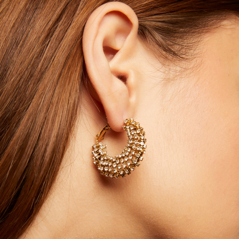 Boucles d'oreilles Izzia strass petit modèle dorées Métal doré à l'or fin -  Bijoux Créations femme - Création Gas Bijoux