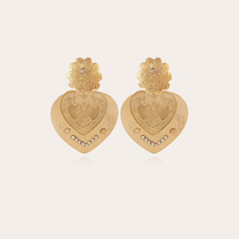 Love earrings gold Gold plated - Creations for Women Jewellery - Création Gas  Bijoux