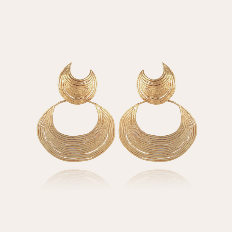 Boucles d'oreilles Luna Wave dorées Métal doré à l'or fin - Bijoux  Créations femme - Création Gas Bijoux