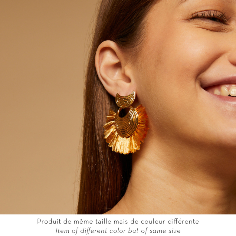 Boucles d'oreilles Luna Wave raphia mini dorées Métal doré à l'or fin -  Bijoux Créations femme - Création Gas Bijoux
