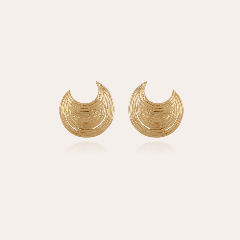 Boucles d'oreilles puces Luna Wave dorées Métal doré à l'or fin - Bijoux  Créations femme - Création Gas Bijoux