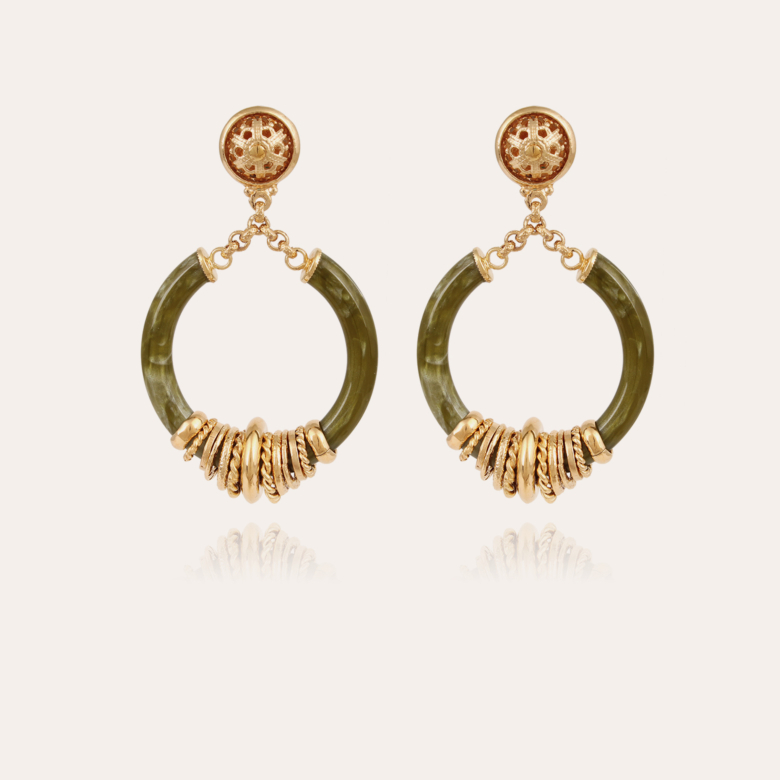 Mariza earrings small size acetate gold - Kaki Gold plated - Women  Jewellery - Création Gas Bijoux
