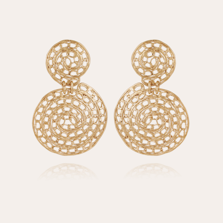 Boucles d'oreilles Onde Chaine grand modèle dorées Métal doré à l'or fin -  Bijoux Créations femme - Création Gas Bijoux
