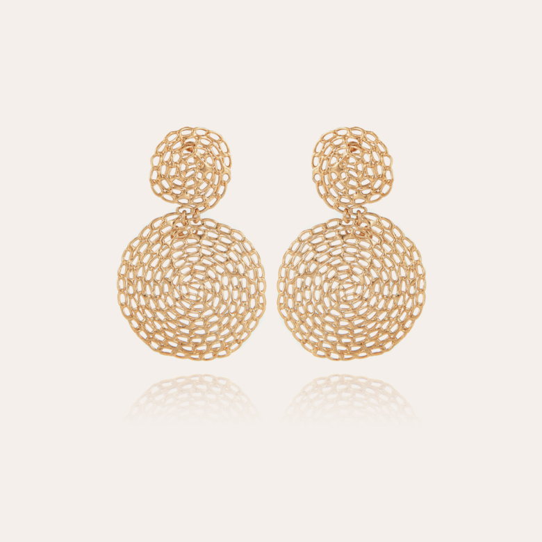 Boucles d'oreilles Onde Gourmette petit modèle dorées Métal doré à l'or fin  - Bijoux Femme - Création Gas Bijoux
