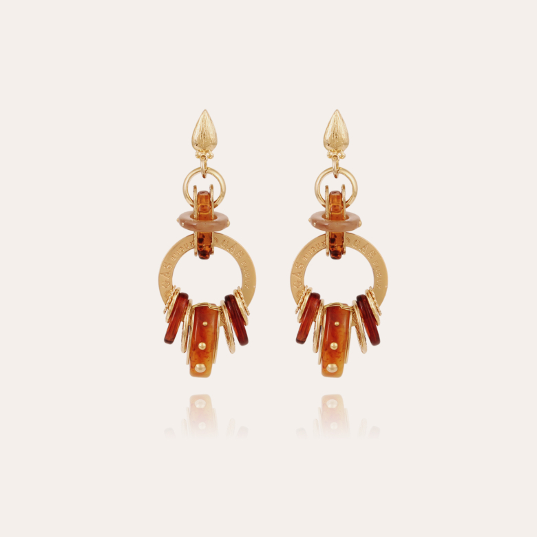 Prato earrings large size acetate gold Gold plated - Women Jewellery -  Création Gas Bijoux