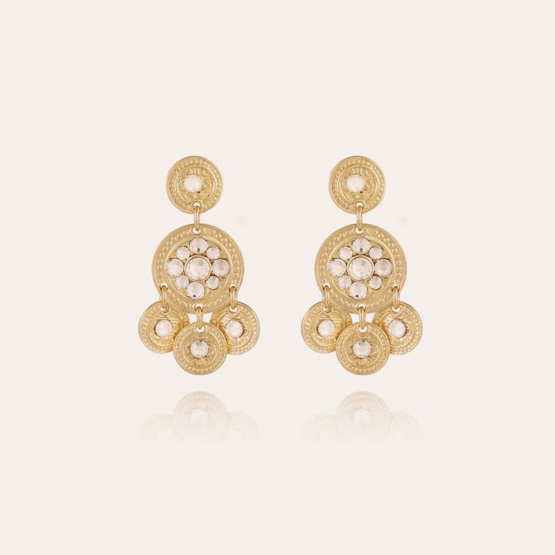 Boucles d'oreilles Sequin deux rangs dorées Métal doré à l'or fin - Bijoux  Créations femme - Création Gas Bijoux