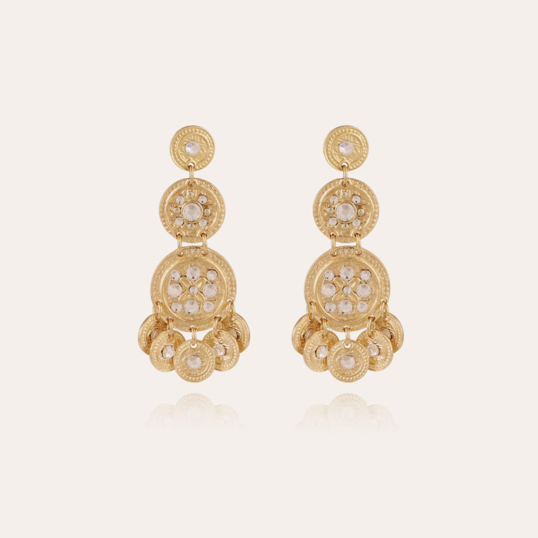 Boucles d'oreilles Sequin trois rangs dorées Métal doré à l'or fin - Bijoux  Créations femme - Création Gas Bijoux
