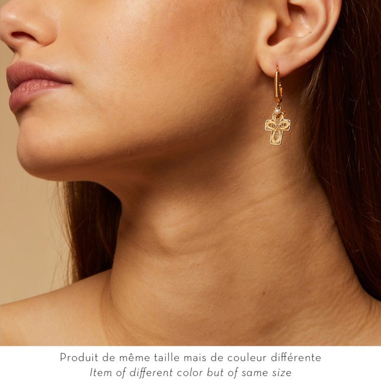 Boucles d'oreilles Tao Croix Yuca dorées Métal doré à l'or fin - Bijoux  Créations femme - Création Gas Bijoux