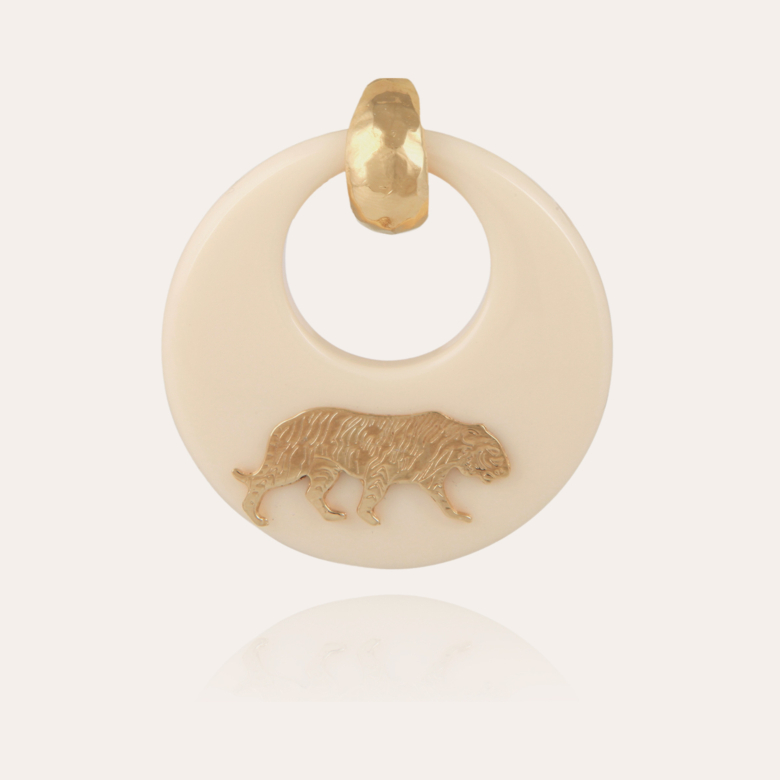 Boucles d'oreilles Tigre acétate dorées - Ivoire Métal doré à l'or fin -  Bijoux Femme - Création Gas Bijoux