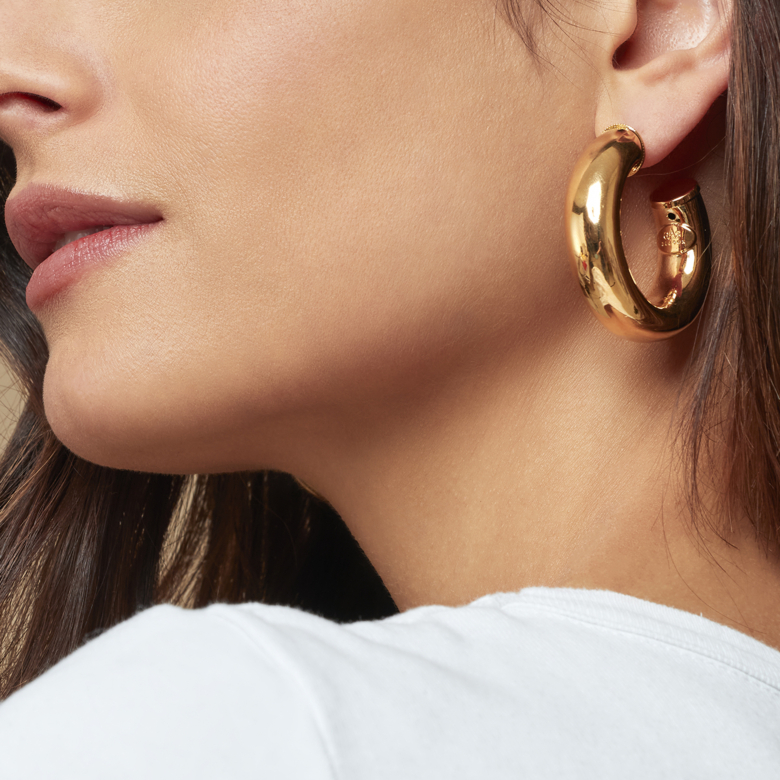 Boucles d'oreilles créoles Turner dorées Métal doré à l'or fin - Bijoux  Créations femme - Création Gas Bijoux