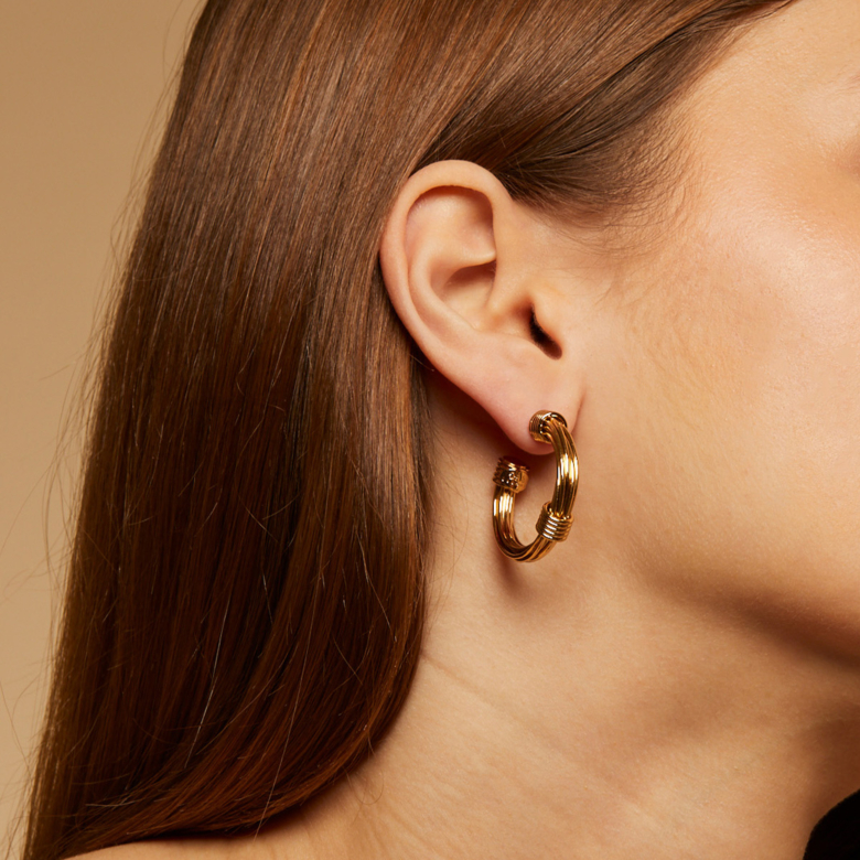 Boucles d'oreilles créoles Ariane petit modèle dorées Métal doré à l'or fin  - Bijoux Créations femme - Création Gas Bijoux