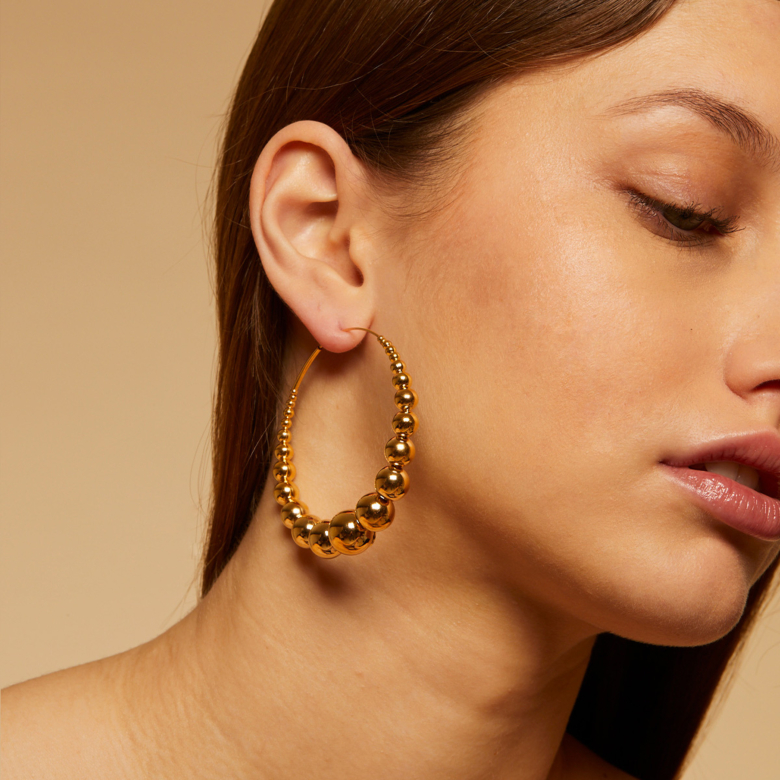 Boucles d'oreilles créoles Multiperla dorées Métal doré à l'or fin - Bijoux  Créations femme - Création Gas Bijoux