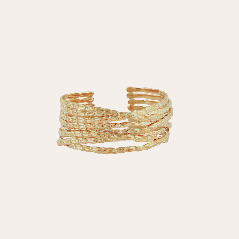 Bracelet manchette Liane petit modèle doré Métal doré à l'or fin - Bijoux  Créations femme - Création Gas Bijoux