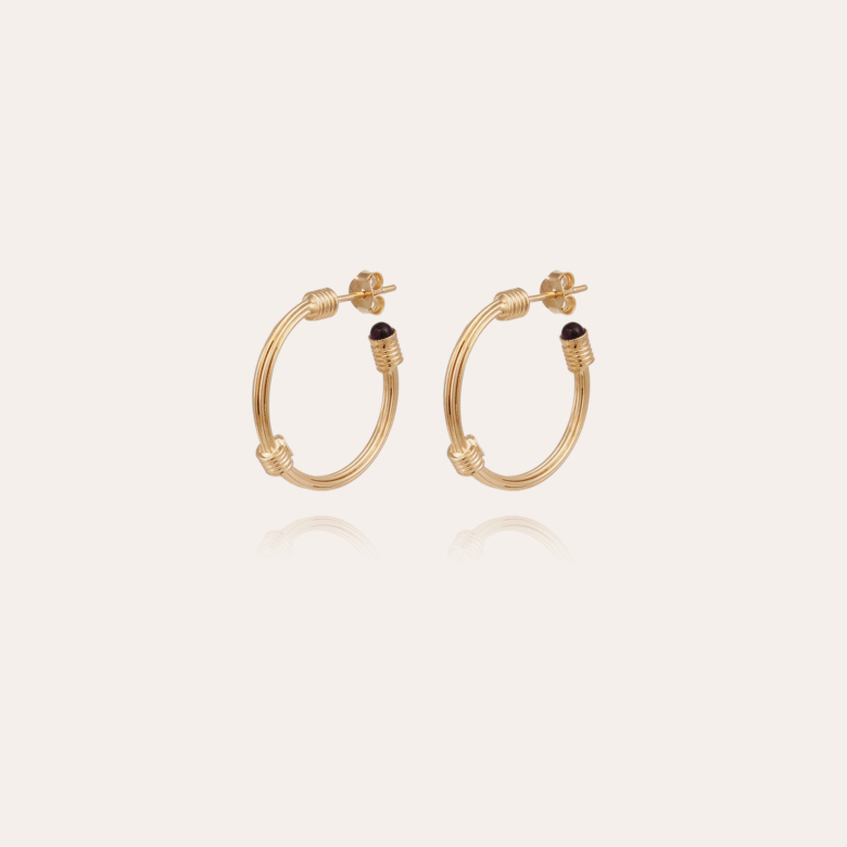 Boucles d'oreilles Ariane cabochons mini dorées Métal doré à l'or fin -  Bijoux Créations femme - Création Gas Bijoux