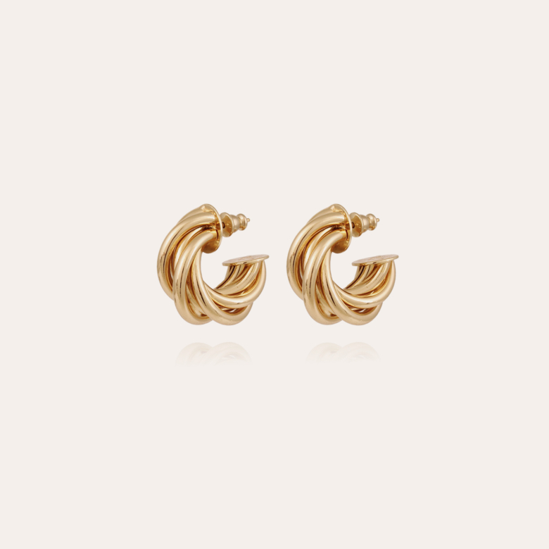 Boucles d'oreilles créoles Atik mini dorées Métal doré à l'or fin - Bijoux  Créations femme - Création Gas Bijoux