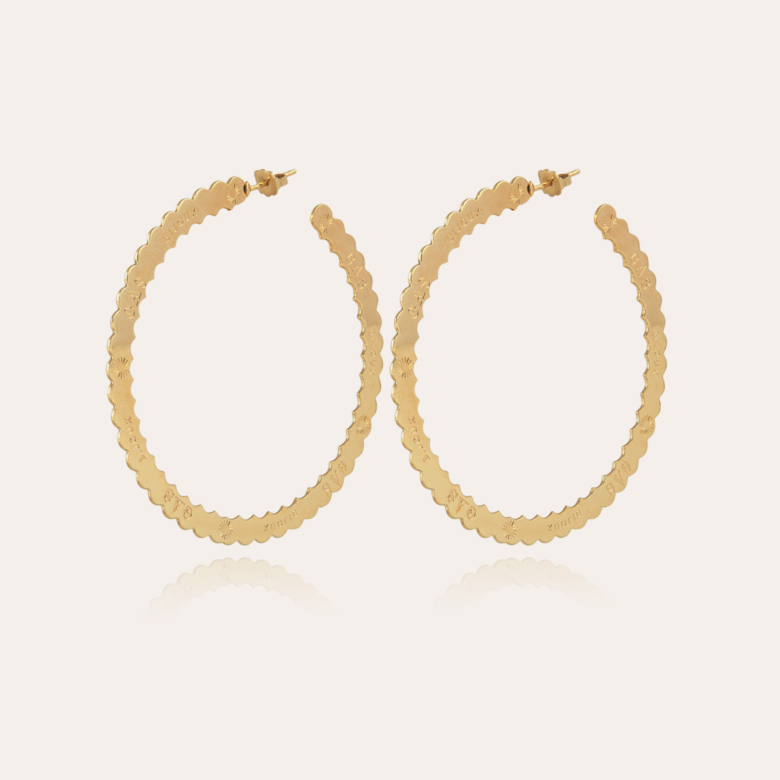 Boucles d'oreilles créoles Bolduc grand modèle dorées Métal doré à l'or fin  - Bijoux Créations femme - Création Gas Bijoux