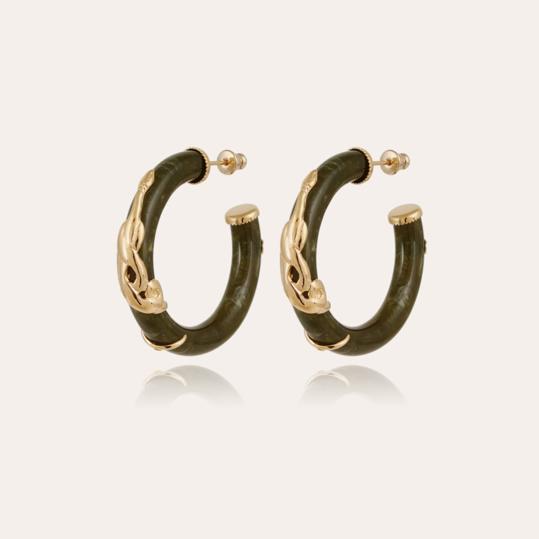 Boucles d'oreilles créoles Cobra petit modèle acétate dorées - Kaki Métal  doré à l'or fin - Bijoux Créations femme - Création Gas Bijoux