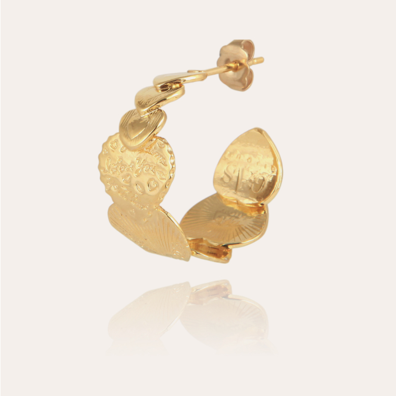 Boucles d'oreilles créoles Cuore petit modèle dorées Métal doré à l'or fin  - Bijoux Créations femme - Création Gas Bijoux