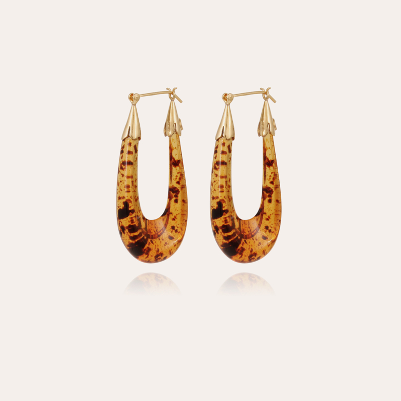 Boucles d'oreilles Écume acétate dorées - Écaille Métal doré à l'or fin -  Bijoux Créations femme - Création Gas Bijoux