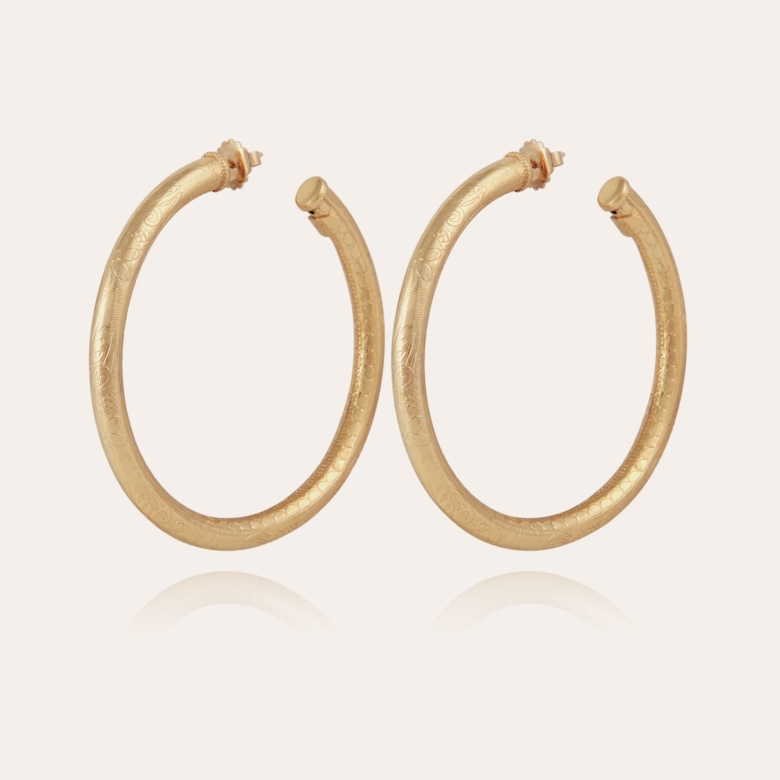 Boucles d'oreilles créoles Maoro grand modèle dorées Métal doré à l'or fin  - Bijoux Créations femme - Création Gas Bijoux