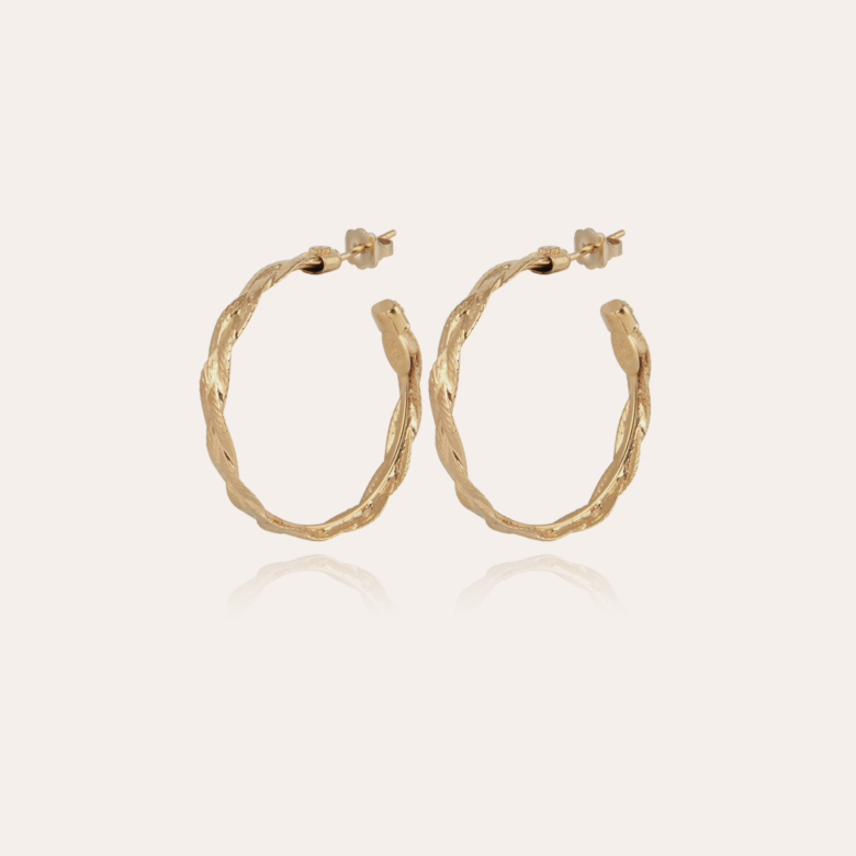 Boucles d'oreilles créoles Tresse petit modèle dorées Métal doré à l'or fin  - Bijoux Créations femme - Création Gas Bijoux