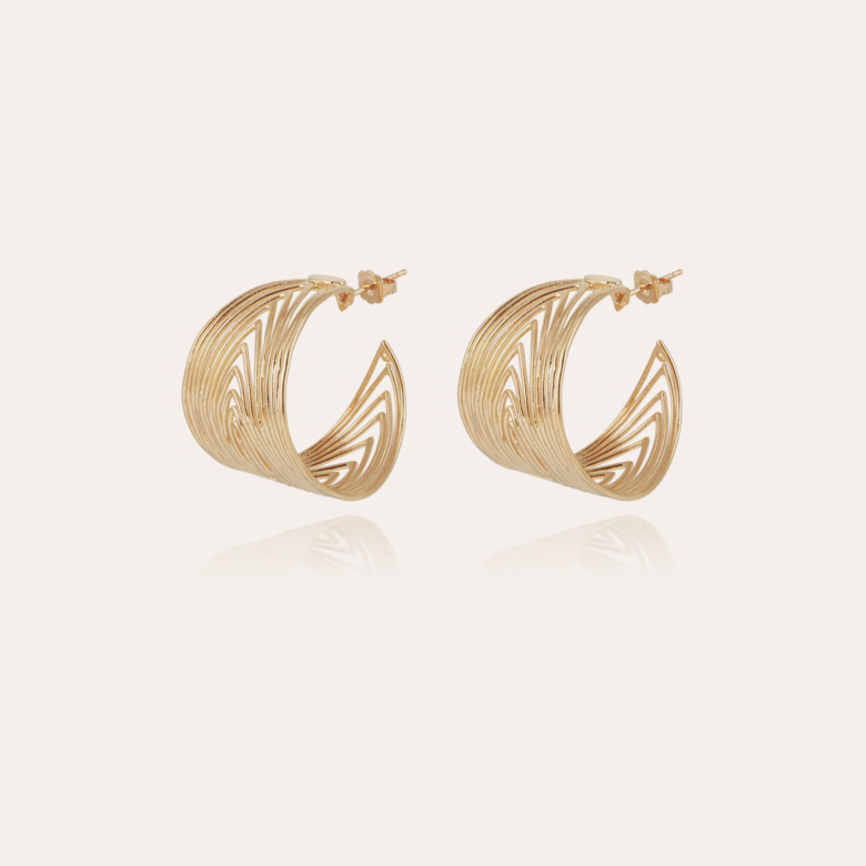 Wave hoop earrings gold Gold plated - Women Jewellery - Création Gas Bijoux