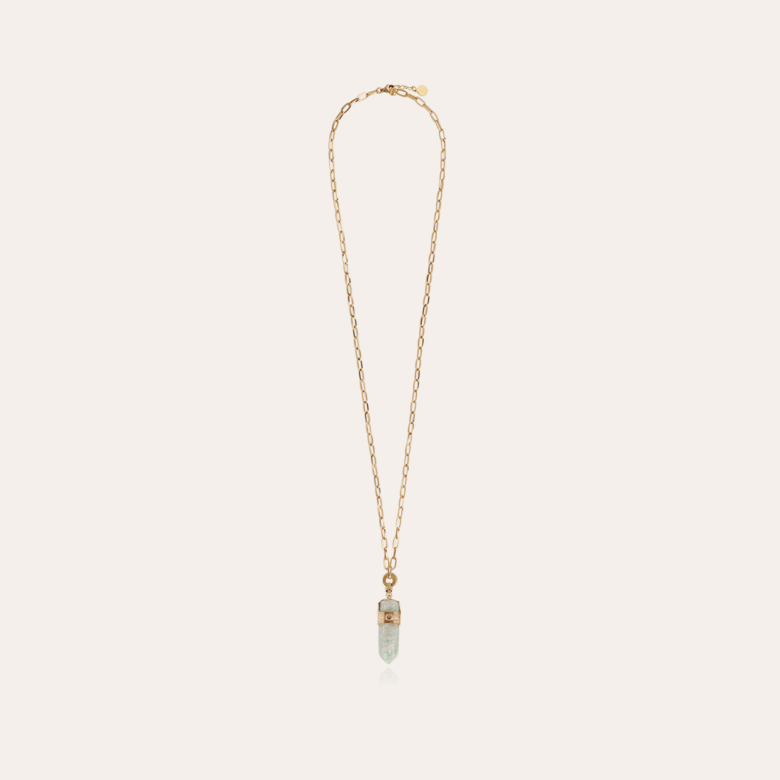 Aventura Serti long necklace gold - Amazonite Gold plated - Women Jewellery  - Création Gas Bijoux