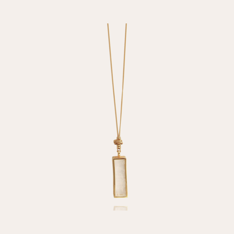 Cage Cristal long necklace gold