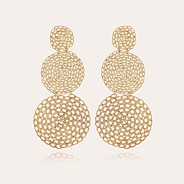 Boucles d'oreilles Onde Gourmette double dorées Métal doré à l'or fin -  Bijoux Créations femme - Création Gas Bijoux
