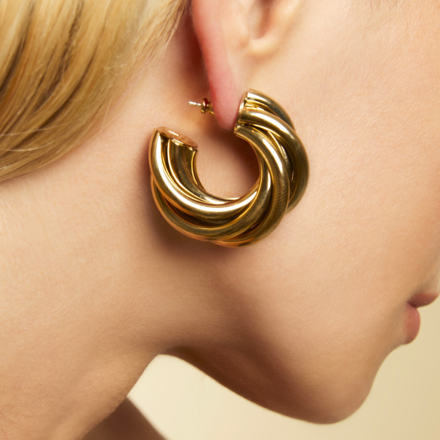 Boucles d'oreilles créoles Atik moyen modèle dorées